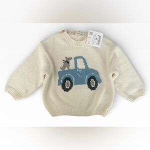 Zara‎ Toddler Kids Baby Sweater Size 9-12 Months Blue Truck Scottish Terrier Dog